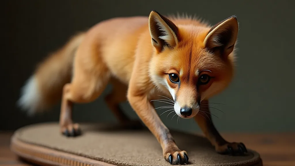 Antique taxidermied fox detail
