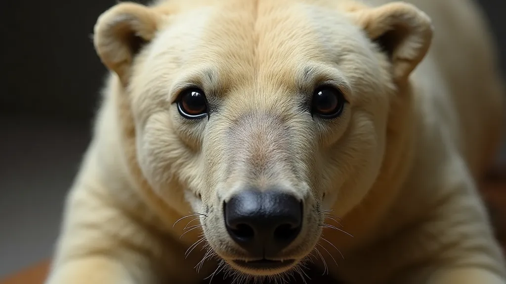 Detailed view of a polar bear taxidermy mount