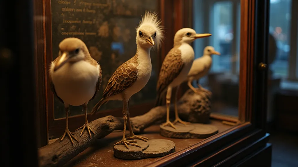 Collection of antique taxidermied birds