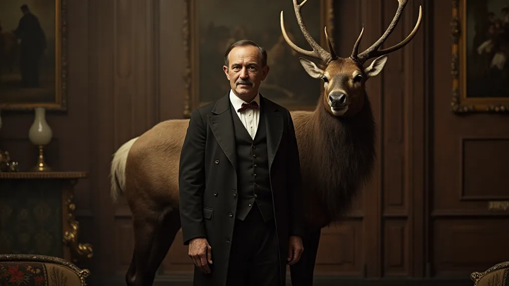 Victorian gentleman with elk mount