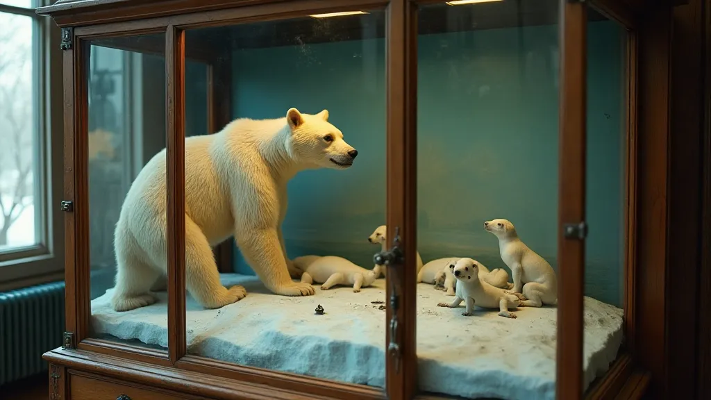 Victorian-era polar bear diorama