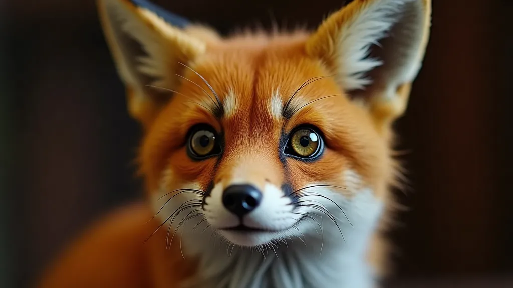 Victorian taxidermied red fox with detailed eyes.