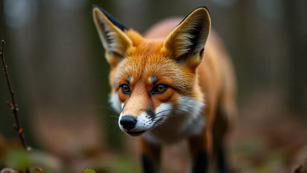 Antique red fox taxidermy mount