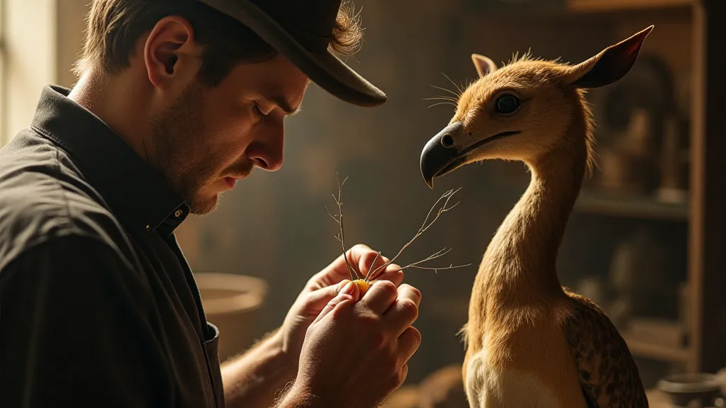Taxidermist working on a bird mount