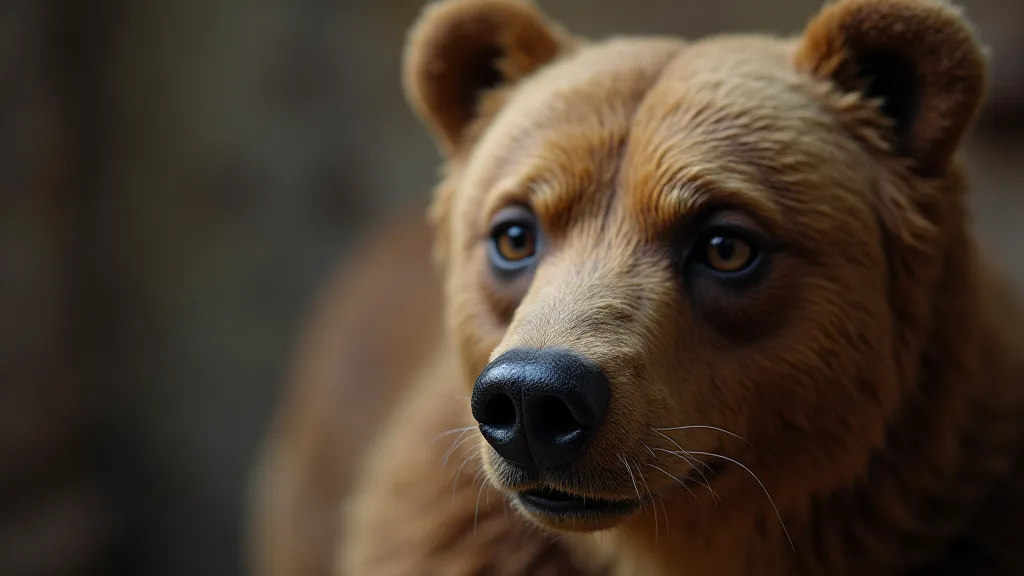 Close up of a worn bear mount